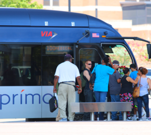 VIA Riders Centro Plaza boarding Primo